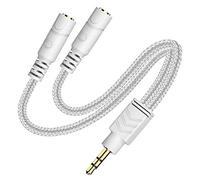 NONDK Divisor de Auriculares, Cable Divisor Auxiliar para Auriculares Divisor de 3,5 Mm de Punto Divisor Audio Bidireccional el Cable EstéReo de Audio y Produce una Salida Audio Igual
