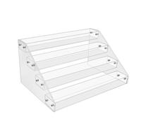 NONDK Estante de Almacenamiento en Cascada para CD, Soporte de Exhibición de DVD/CD y Soporte de Almacenamiento de, de Acrílico Transparente de 4 Niveles