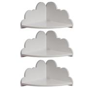 NONDK Estantes Flotantes, Juego de 3 Estantes Esquineros Blancos, Bonitos Estantes de Madera para Pared, Estante con Forma de Nube.