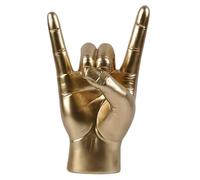 NONDK Estatua de Gesto de Mano de Rock, Arte de Música Rock, Escultura de Dedo Artesanal para Amantes de la Música Rock, Decoración de Sala de Estudio, Mano R Dorada