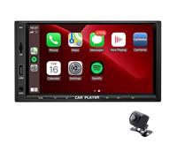 NONDK Estéreo para Coche de 7 Pulgadas con Doble DIN y CarPlay Inalámbrico, Android Auto, Radio con Bluetooth, FM, Enlace de Espejo, Cámara de Respaldo.