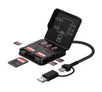 NONDK Estuche Multifuncional 2 en 1 para Lector de Tarjetas de Memoria con Cable USB/Tipo-C USB3.0 de Alta Velocidad para Tarjetas SD/TF