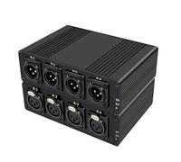 NONDK Extensor de Audio por Fibra Óptica Balanceado XLR de 4 Canales sobre Fibra Óptica Monomodo SC de 20 Km con de Línea y Enchufe Europeo