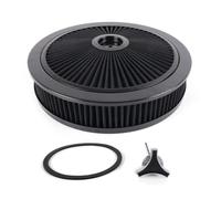 NONDK Filtro de Aire Circular Universal para Coche de 14 X 3 Pulgadas, de Alto Flujo, Lavable, Conexión de Rosca de 5-1/8, Piezas Modificadas para Coche, Color Negro.