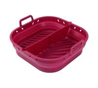 NONDK Freidora de Aire Placa de Silicona Cuadrada Reutilizable Freidora de Aire Accesorios de Cocina Herramienta Plegable para Freidora de Aire de 8,5 Pulgadas Molde para Hornear Rojo
