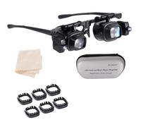 NONDK Gafas de Aumento con Luz LED, Ángulo Ajustable, Lentes Intercambiables (2X 6X 10X 24X), Ideales para Reparación de Joyas y Relojes