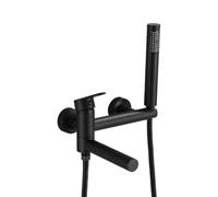 NONDK Grifo de Bañera de Pared Negro Mate con Caño Giratorio, Grifo de Bañera de Alcance, Grifo Mezclador de Ducha de una Sola Manija