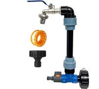 NONDK Grifo de Salida de 3/4 Pulgadas para Tanque IBC con Cuello de Ganso: Juego de Grifo 2 en 1 Que Incluye Grifo y Cuello de Ganso para Tanques de Agua Exteriores de 1000 Litros