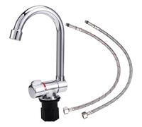 NONDK Grifo Plegable Universal para Caravana, Coche, RV, Rotación de 360°, Mezclador de Agua Fría y Caliente, 1/2