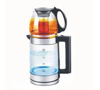NONDK Hervidor Eléctrico de Vidrio con Infusor de Té, de Vidrio Borosilicato, con Base Giratoria de 360° para Té y Café, Enchufe Europeo.