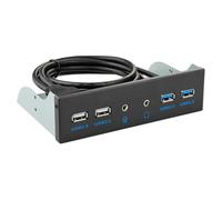 NONDK Hub USB de 4 Puertos con Audio HD y Adaptador de Micrófono para Soporte de Bahía de CD-ROM Interno, Panel Frontal para Caja de Torre de PC.