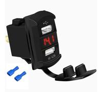 NONDK Interruptor Basculante USB Marino de 12 V con Dos Puertos de Carga, de Corriente Impermeable de 4,2 A, Voltímetro Digital Rojo.
