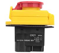 NONDK Interruptor de Arranque y Parada de 250 V 16 A Ip54, Interruptor de Liberación Sin Voltios con Botón de Parada de Emergencia, Interruptor Electromagnético de Encendido y Apagado