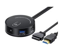NONDK Interruptor de Computadora de Escritorio Internet Café Universal USB3.0 Audio Escritorio Doméstico Botón de Extensión de Alimentación Externa (D)