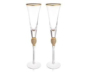 NONDK Juego de 2 Copas de Vino con Borde Dorado de Cristal, Elegantes Copas de Champán Decorativas de Tallo con Diamantes, Copas de Cóctel, Regalos B