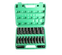 NONDK Juego de 20 Vasos de de 1/2 Pulgada, Métricos, Profundos, de 6 Puntas y Diseño Hexagonal, con Estuche Portátil.