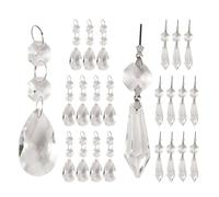 NONDK Juego de 24 Colgantes de Prismas de Cristal para Candelabro de 38 Mm, Piezas de Cristal para Candelabro de CaráMbano en Forma de LáGrima Transparente, Cristales de Repuesto