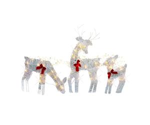 NONDK Juego de 3 Decoraciones NavideñAs Iluminadas para Exteriores con Renos 2D, Trineo NavideñO Preiluminado de Rudolph y Santa con Luces