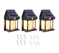 NONDK Juego de 3 Luces Solares de Pared para Exteriores, Luminarias para Porches, Iluminación Exterior Impermeable, Farol Solar de Pared con Sensor de Movimiento