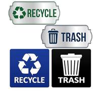 NONDK Juego de 4 Pegatinas Autoadhesivas e Impermeables para Contenedores de Basura y Reciclaje. Ideales para la Gestión de Residuos.