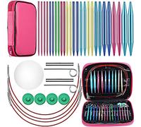 NONDK Juego de Agujas de Tejer Circulares Intercambiables de Aluminio de 26 Piezas, Intercambiables de 13 TamañOs para Tejer