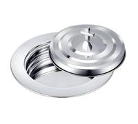 NONDK Juego de Bandeja y Cubierta de Comunión Mejorado Bandeja de Comunión Santa para Iglesias, Bandeja de Pan, Suministros de Juego de Comunión de Acero Inoxidable