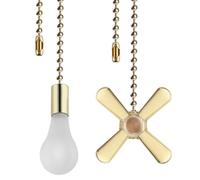 NONDK Juego de Cadena de Cobre para Ventilador de Techo y Bombilla, 13,6 Pulgadas, 2 Piezas Doradas