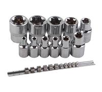 NONDK Juego de Llaves de Vaso en Estrella E-TORX Hembra con Riel 11 Piezas Juego de Llaves de Vaso en Estrella Externas Hembra E4 - E20 Juego de Llaves de Vaso de TorsióN Acero Aleado