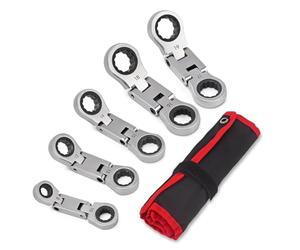 NONDK Juego de Llaves, Juego de Llaves de Trinquete de Cabeza Flexible, Llave de Trinquete de Doble Boca, Métricas de 8-19 mm, 5 Piezas