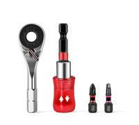 NONDK Juego de Mini Llave de Carraca, Llave de Carraca de 72 Dientes de 1/4" para Espacios Reducidos, Portapuntas con Bloqueo Magnético y Punta de Destornillador