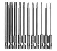 NONDK Juego de Puntas Magnéticas de Seguridad A Prueba de Manipulaciones, 11 Piezas, 100 Mm, 1/4", Destornillador con Punta Hexagonal, Herramienta de Perforación de Cabeza