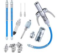 NONDK Kit de Accesorios de 14 Piezas, Manguera de 12", Dispensador de Agujas, Acopladores Hidráulicos y Boquilla de Punta de Goma para Tractor, Automóvil y Maquinaria.