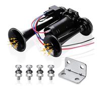 NONDK Kit de Bocina, 12V 150Db Bocina de Aire para AutomóVil Kit de Bocina de Tren de 2 Trompetas SúPer Ruidosa con Compresor para Camiones, Trenes, Barcos, Negro