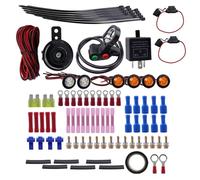 NONDK Kit de Bocina de Señal de Universal para ATV UTV, Interruptor de Pulgar para Manillar con Luces LED, Relé Intermitente y de Arnés de Luces Intermitentes.