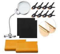NONDK Kit de Clasificación de Tarjetas Deportivas, Herramienta de Centrado y Aplanado, Lámpara de Mesa con Lupa LED, Discos Acrílicos Transparentes.