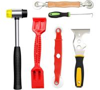 NONDK Kit de Herramientas para Acristalamiento de Ventanas de 6 Piezas, Herramientas de Acristalamiento 16 en 1, Raspador de Acero, Martillo de Goma, Rodillo Rojo para Ventanas y Puertas