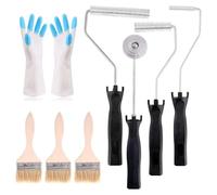 NONDK Kit de Herramientas para Rodillos de Fibra de Vidrio, 4 Rodillos de para, Cepillo de Detalle y Guantes para Laminado de Resina