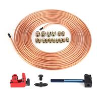 NONDK Kit de Reparación de Tuberías de Freno, Bobina de Tubo Enrollable de 25 Pies (7,62 M), 3/16 Pulgadas de Diámetro Exterior, con 16 Tuercas y Herramienta de Doble Abocardado.