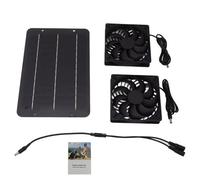 NONDK Kit de Ventilador Solar de 10 W con Doble Ventilador y 12 V de Ahorro de Energía, con Panel Solar y Cable de Conexión para Invernaderos y Casas de Mascotas.