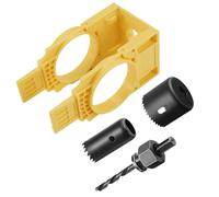 NONDK Kit Instalación Cerradura Puerta, Kit Perforación Orificios para Puertas Madera, Kit Instalación Perilla Puerta con Perforadora para Cerradura Puerta, Color Amarillo