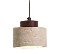 NONDK Lámpara Colgante Industrial Vintage con Luces LED para Dormitorio, Balcón, Diseño de Madera, Piedra y Travertino.