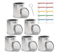 NONDK Latas de Pintura Vacías con Tapa, Contenedores de Almacenamiento de Pintura de 1 Cuarto de Galón, 6 Cubos de Metal para Conservar Pintura con Botella.
