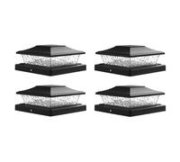 NONDK Luces Solares para Tapa de Poste, Luz para Poste de Valla de Cubierta Exterior para Postes de Vinilo de Madera de 5,5x5,5, 3,5x3,5, Decoración de Jardín y Patio, Paquete de 4