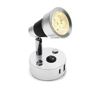 NONDK Luz de Lectura LED de 12V con Doble Puerto de Carga USB, Luz LED Rotatable para Autocaravanas, Equipada con Interruptores USB-A y USB-C para Iluminación Interior Versátil en Negro, 3000-3500K.