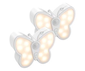 NONDK Luz LED de Mariposa Brillante y Regulable con Sensor de Movimiento Inteligente, y 2 Temperaturas de Color (2 Unidades)