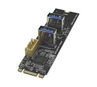 NONDK M.2 Key M PCIe A USB 3.2 Gen1 5Gbps Tarjeta de Expansión Riser Board Adaptador M2 NVME A 2 Puertos USB 3.0 para Computadora de Escritorio