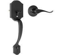 NONDK Manija de Puerta Delantera Negra Sin Cerradura, Manijas de Puerta Exterior con Palanca de Paso, Manija de Puerta de Entrada Reversible para Izquierda y Derecha