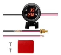 NONDK Medidor de Temperatura del Agua del Camión del Coche Digital LED Redondo Sensor de Temperatura Temperatura Moto + Voltímetro Voltímetro Medidor de Voltaje 2 en 1 A