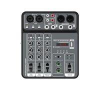 NONDK Mezclador de Audio de 4 Canales con Alimentación Fantasma de 48 V, Mezclador de Sonido de Estudio USB, Consola de DJ con Bluetooth para Karaoke.