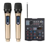 NONDK Mezclador de Audio de 5 Canales con Micrófono Inalámbrico UHF Mezclador de Sonido de Estudio Bluetooth REC DJ Consola de Mezcla para Karaoke